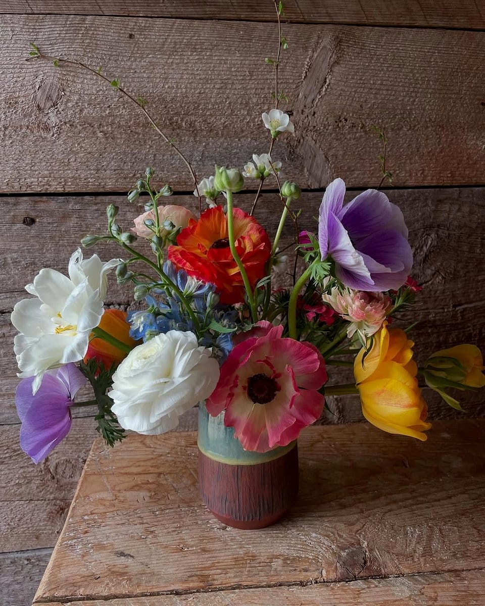 ceramic crock pot with flowers