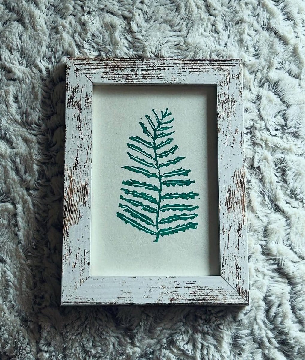 framed botanical fern illustration