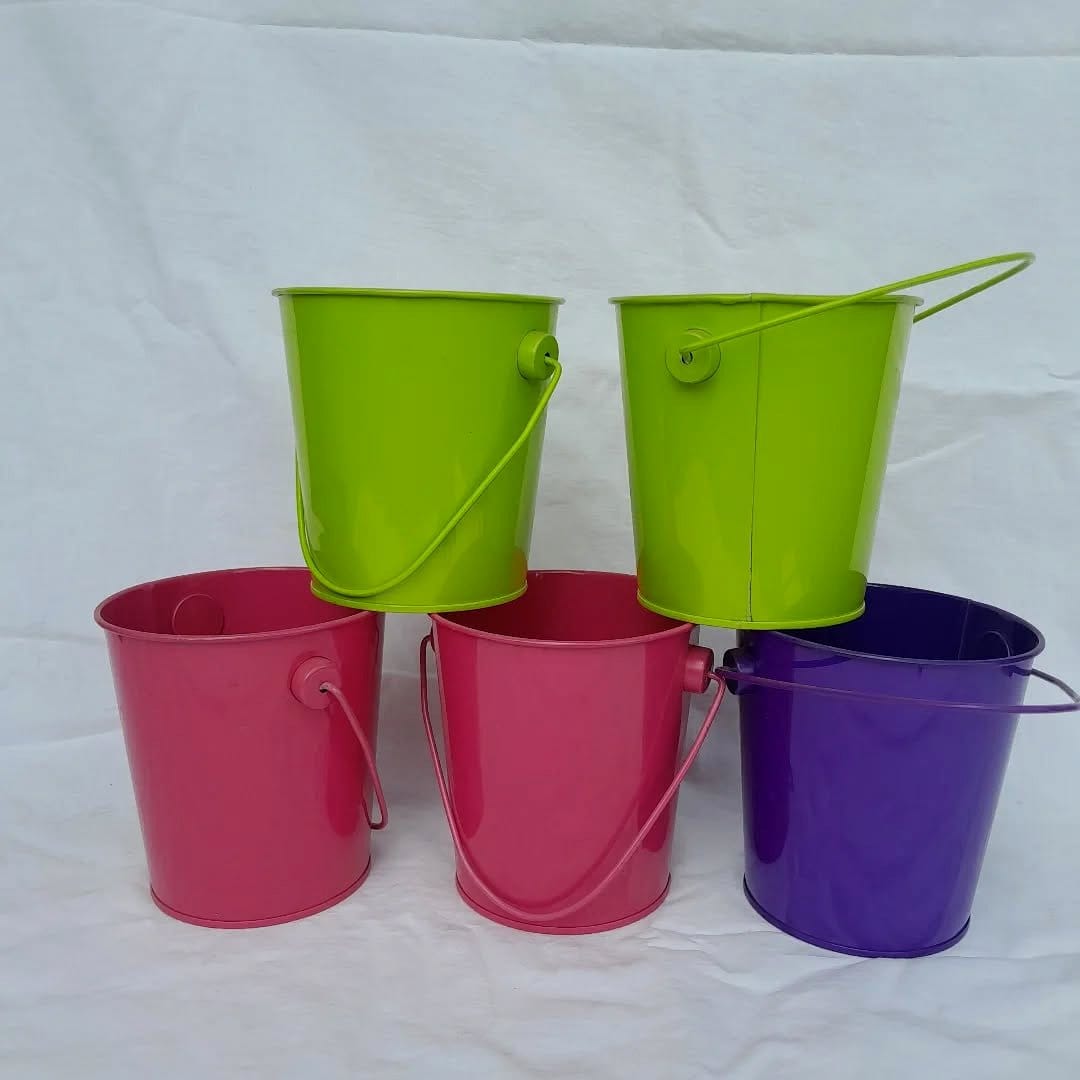 rustic metal buckets with handles