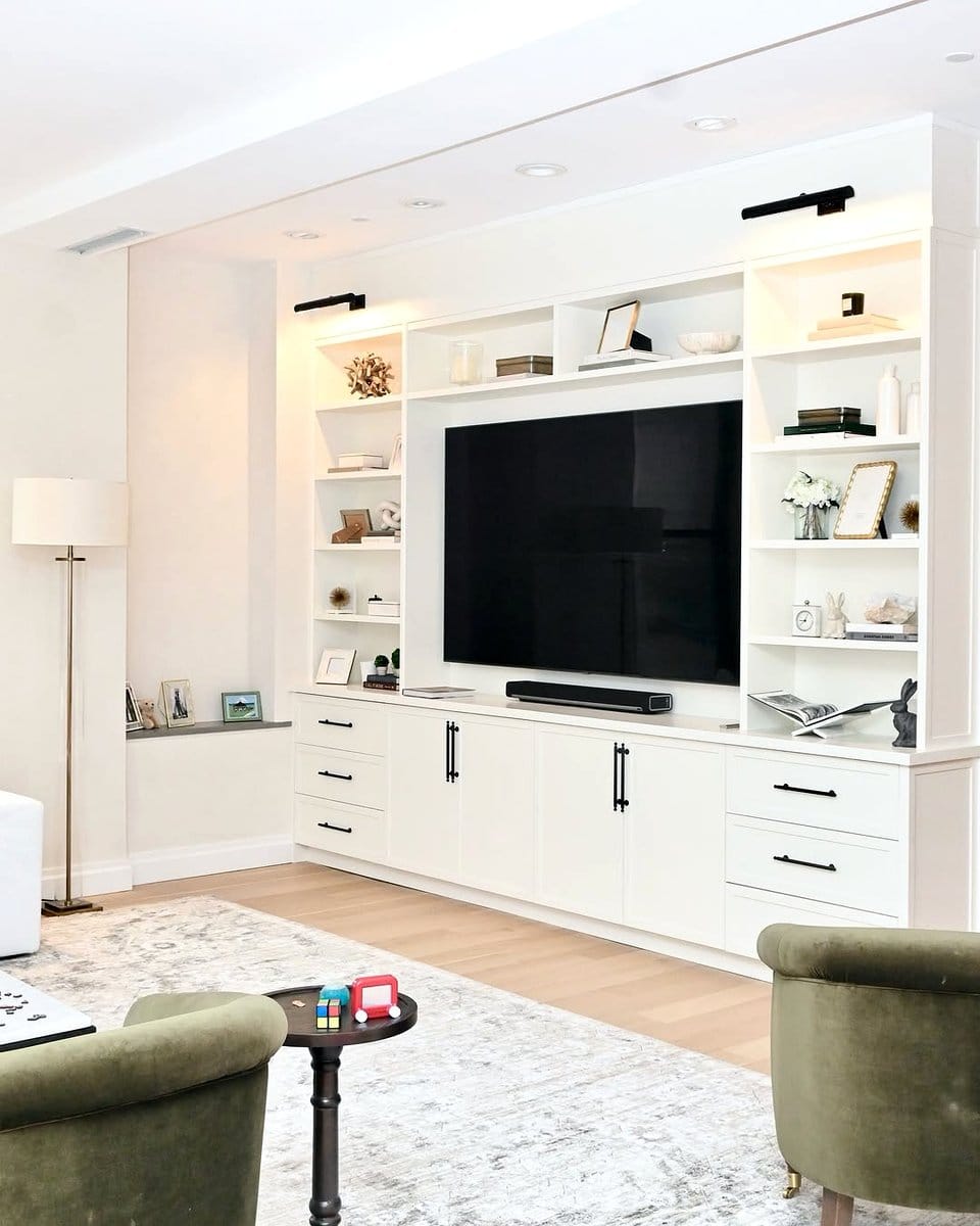 Sleek entertainment center with hidden storage