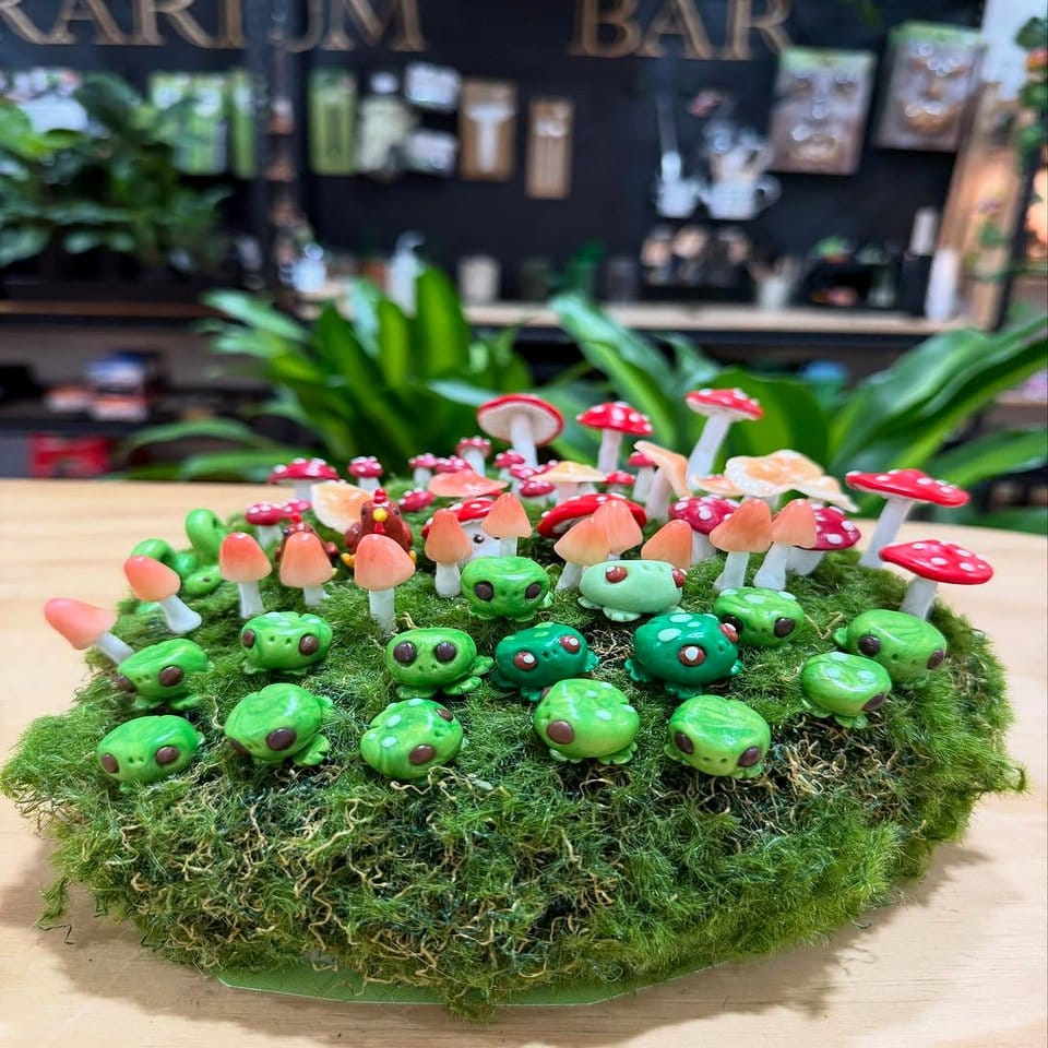 Elegant terrarium with Javanese Batik fabric base