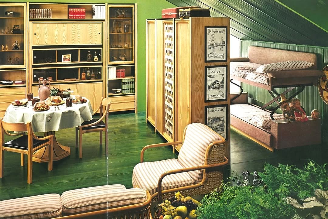 Versatile space-saving furniture in a living room