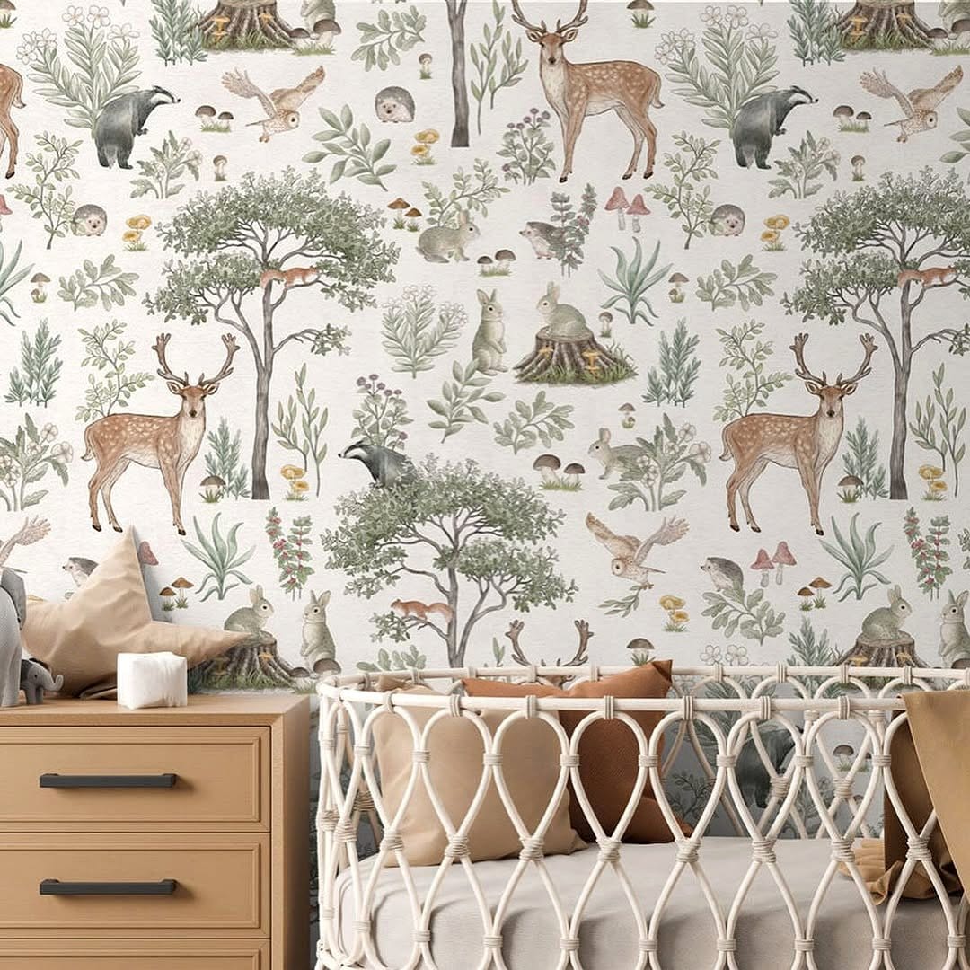 Playful jungle-themed wall decals in nursery