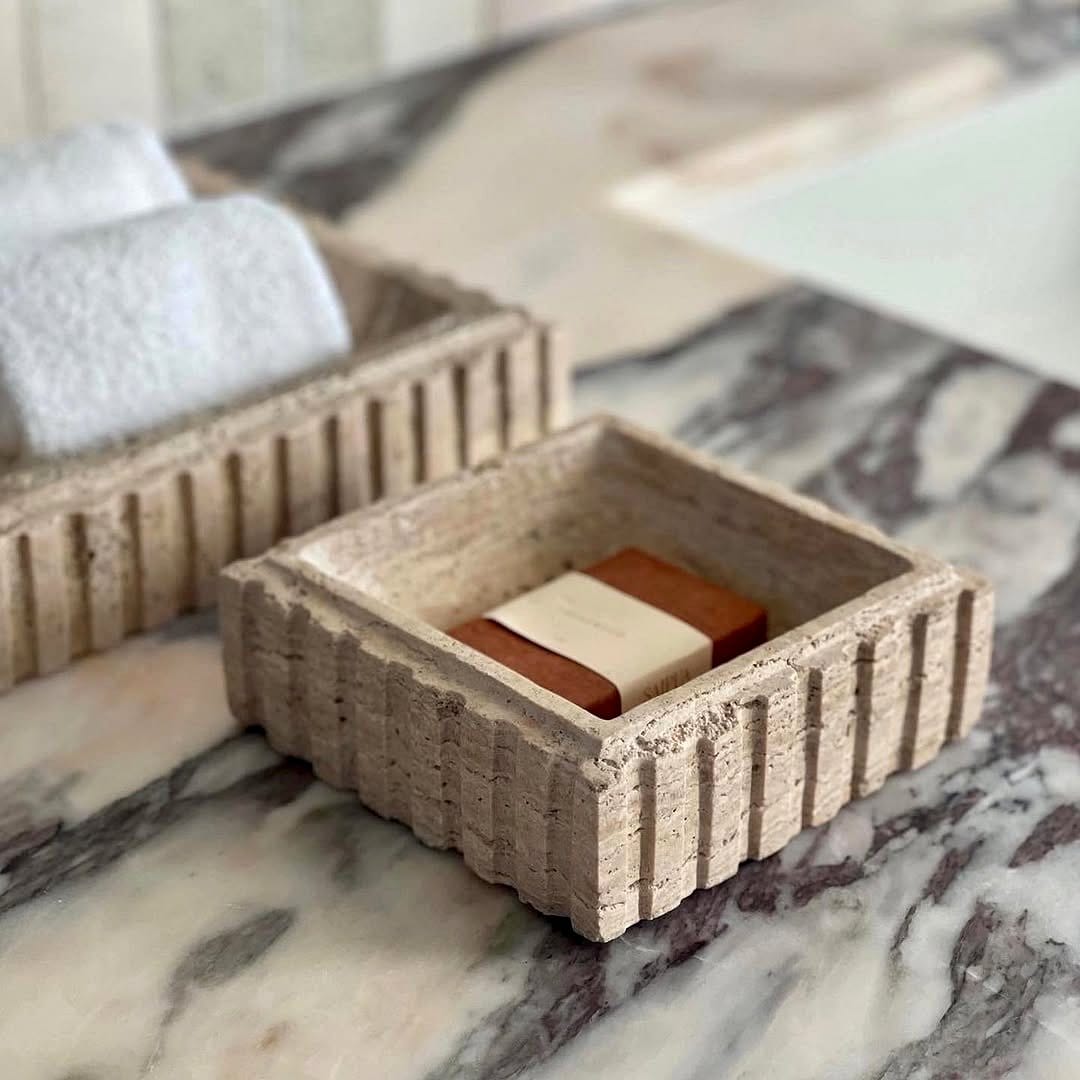 polished stone soap dish