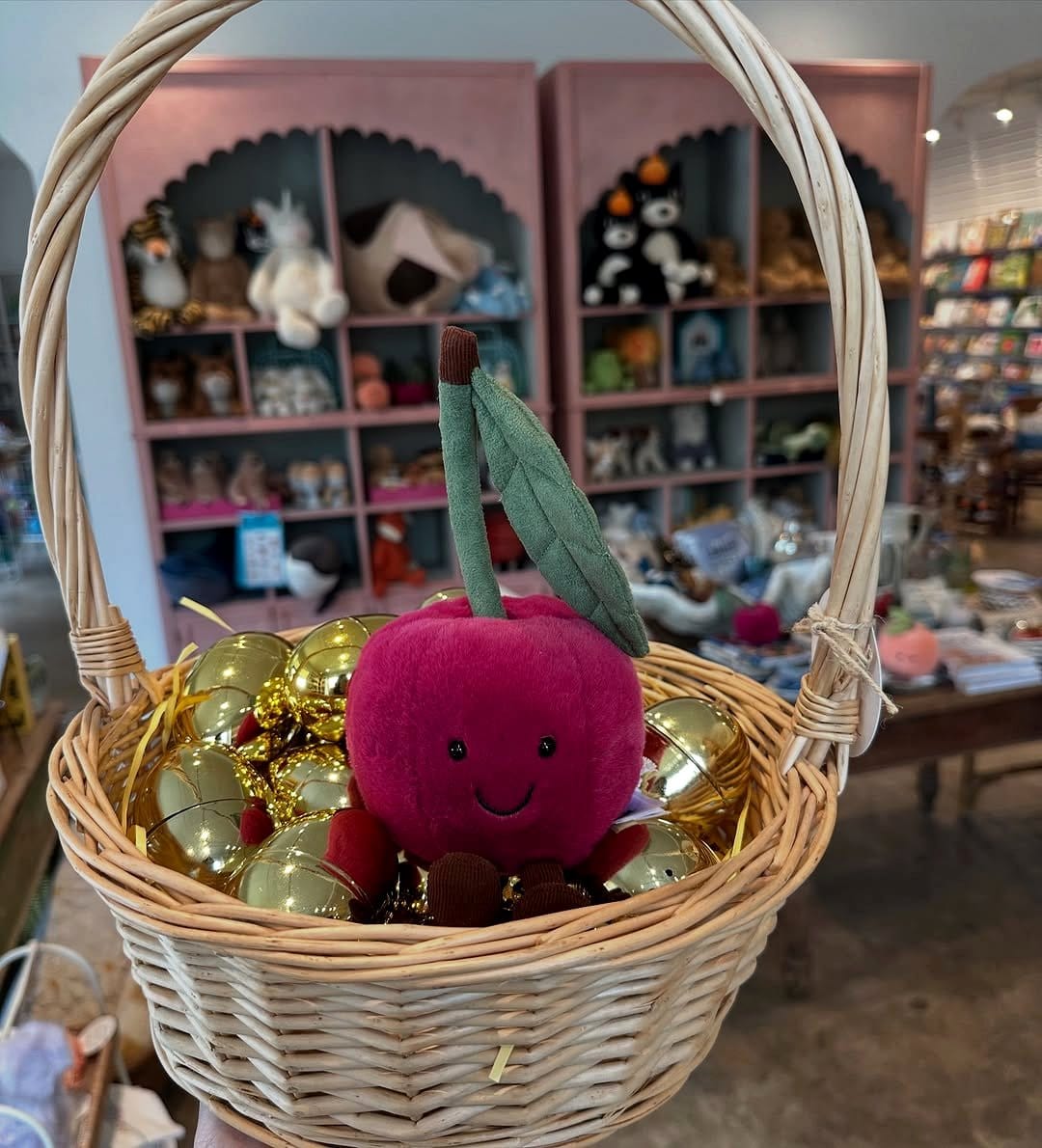 woven basket filled with toys