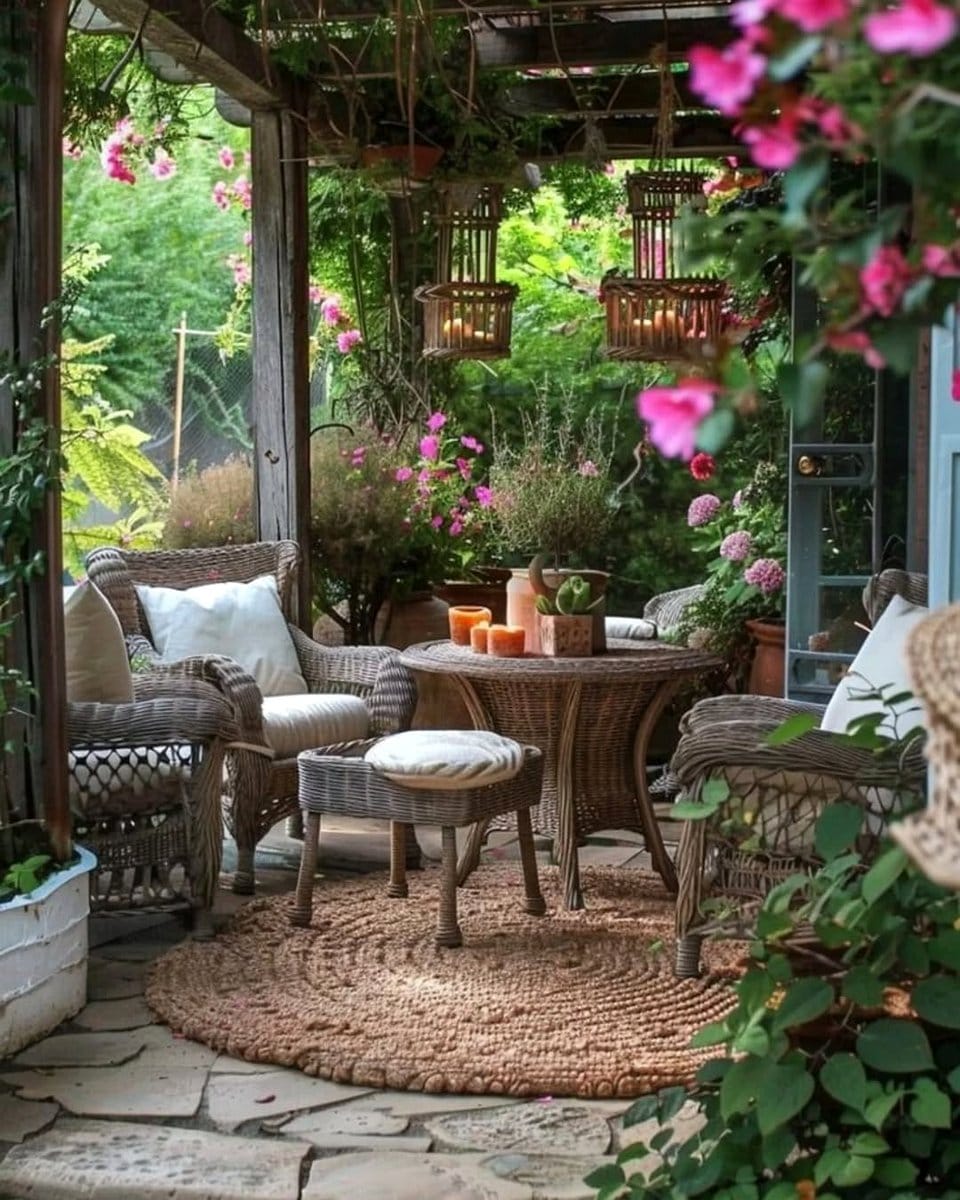 Cozy patio with fjord stones and lichen