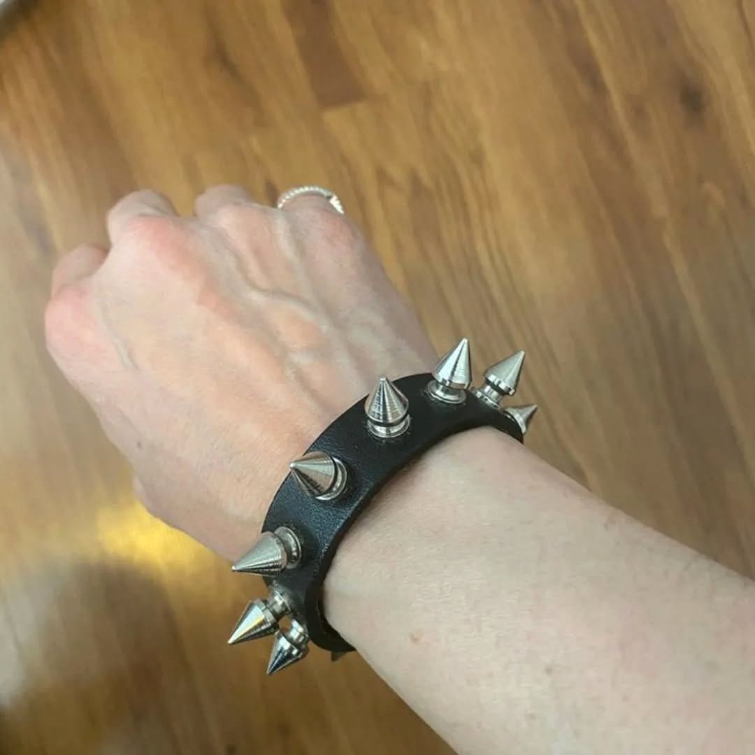 Leather bracelets with studs used as plant ties