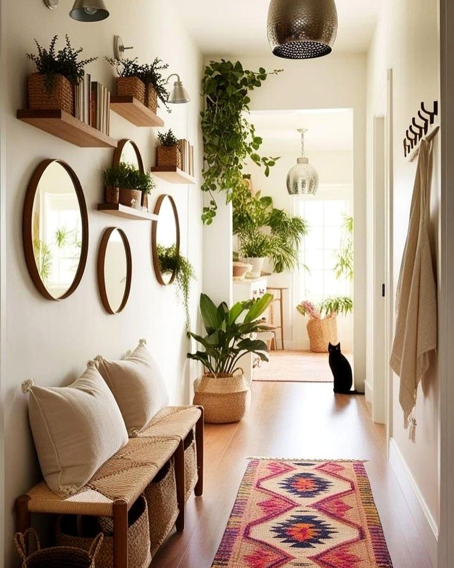 Welcoming entryway with lit plants