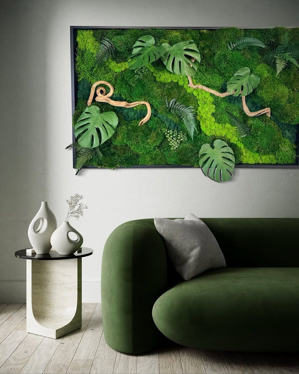 vertical moss wall installation