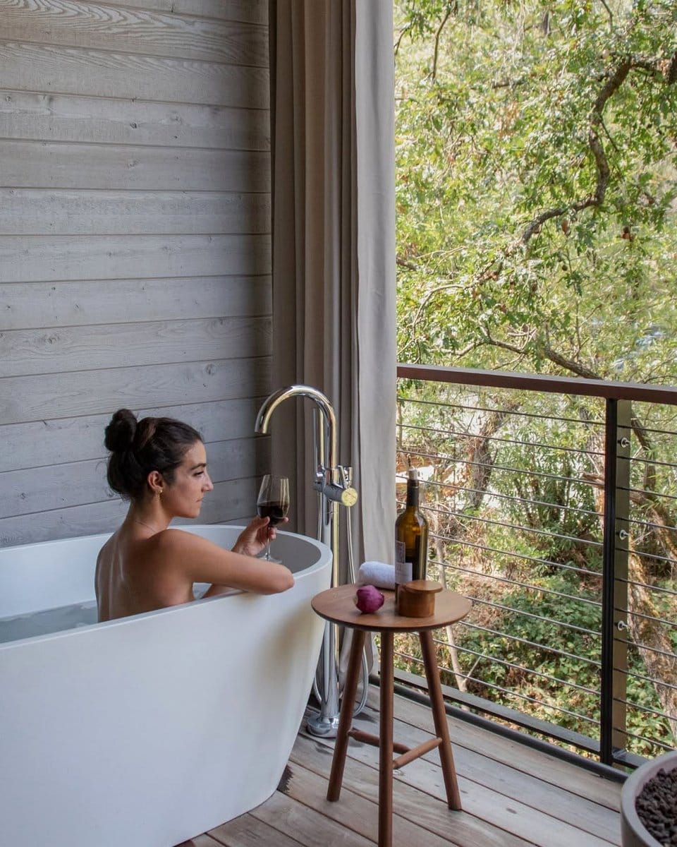 bathtub with fresh herbs