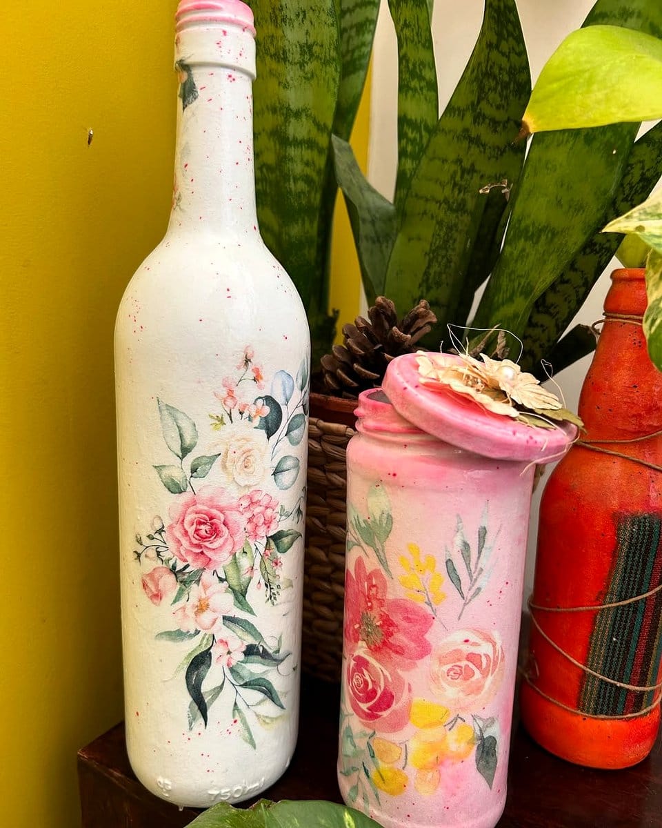 upcycled glass bottle vase