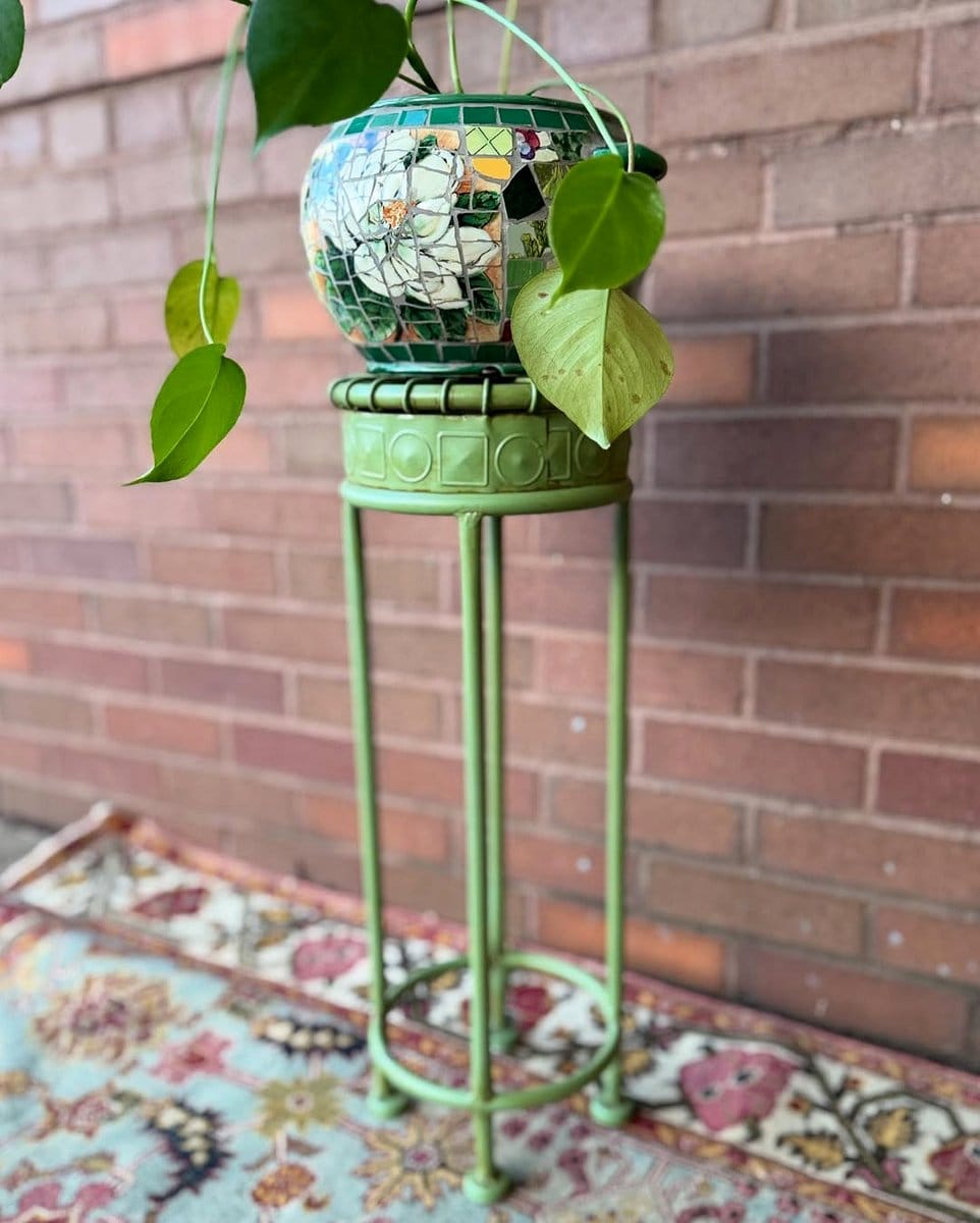 hutch with metal plant stands