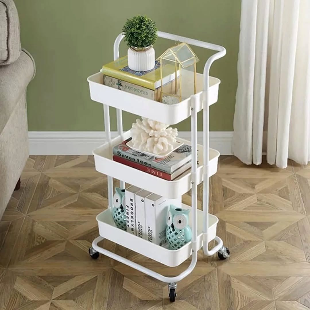 Mobile kitchen herb trolley with storage shelves