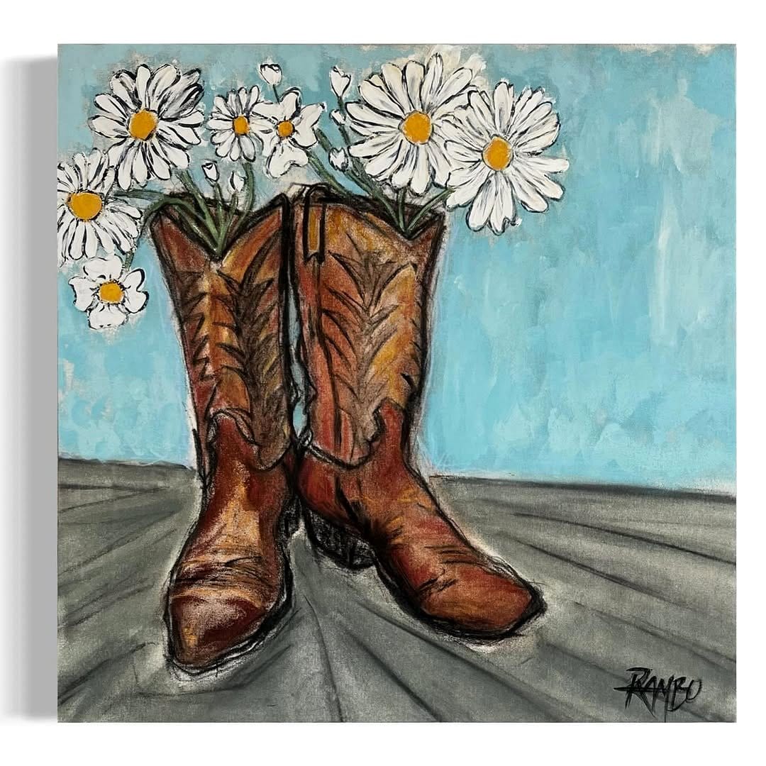 brightly painted boots with flowers