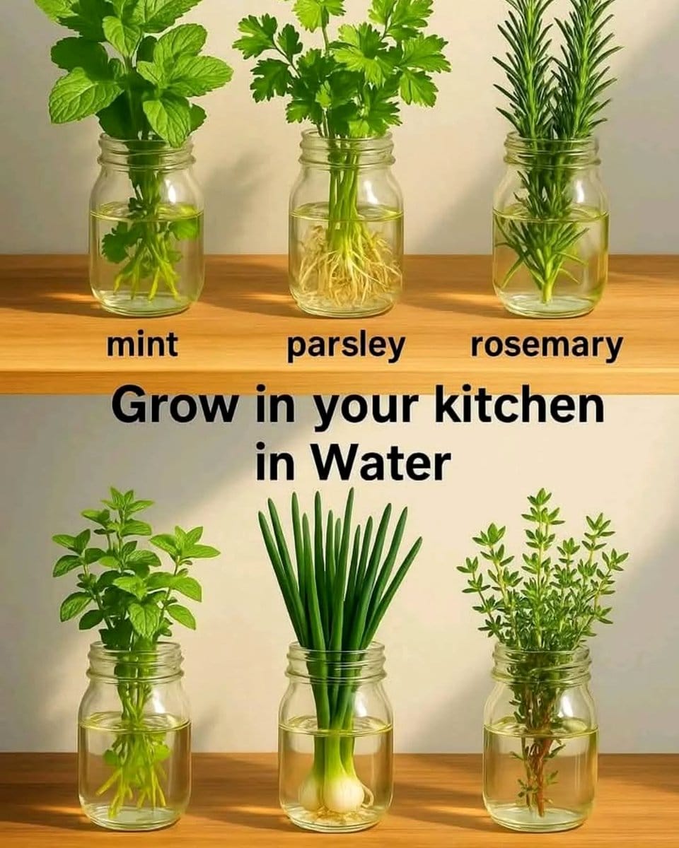 parsley stems in bright kitchen