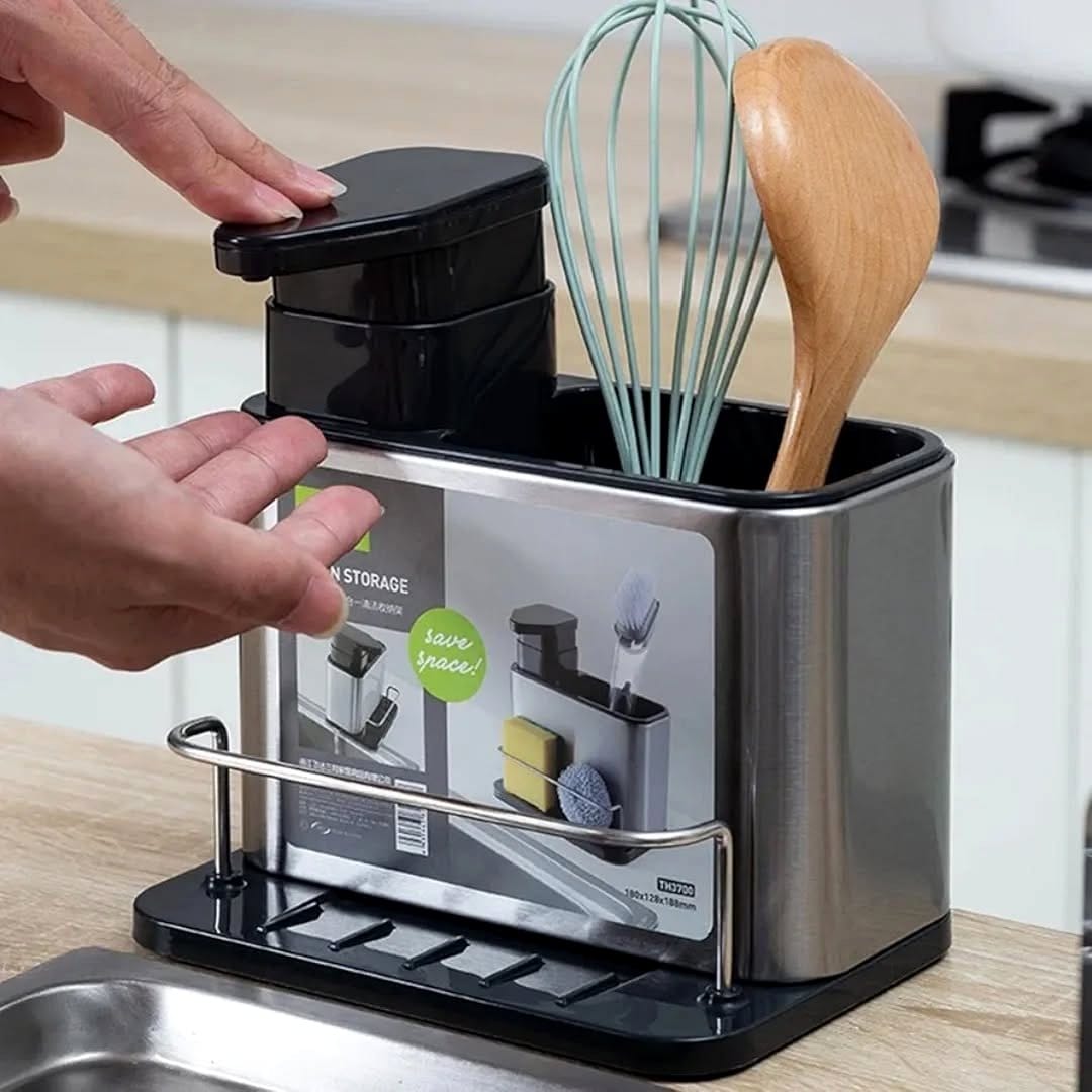 mint utensil holders on kitchen counter