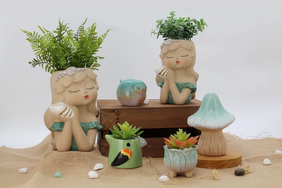 Elegant pastel ceramic plant pots