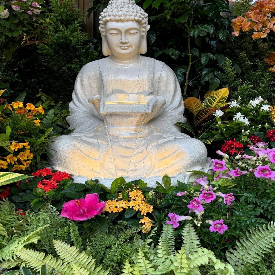 Meditation corner with potted plants