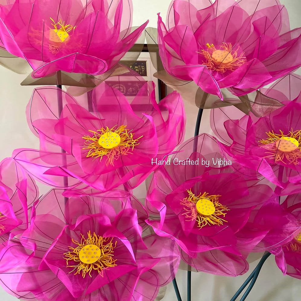 Ornate tiered lotus flower display stand
