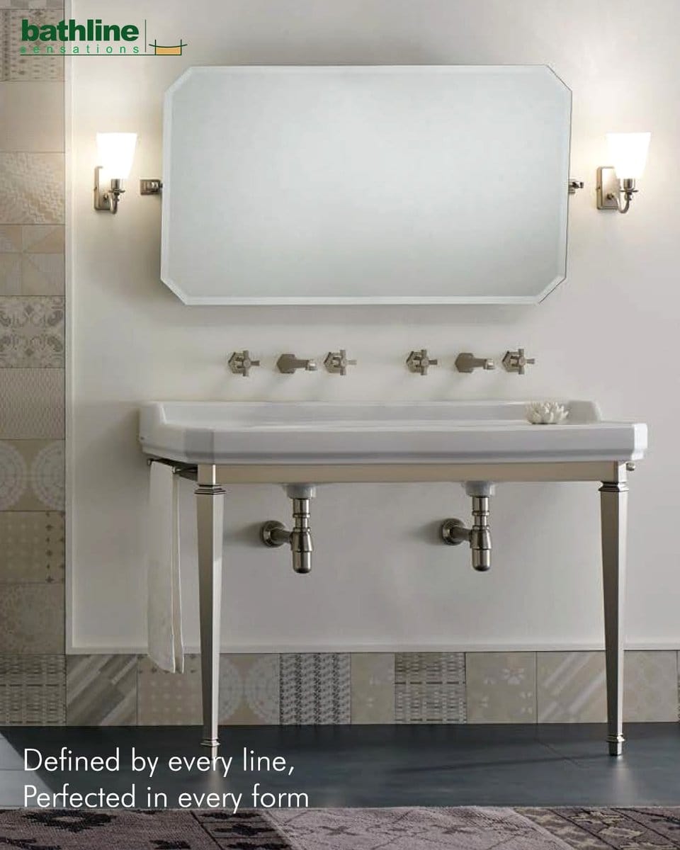 sleek silver bathroom caddies on sink