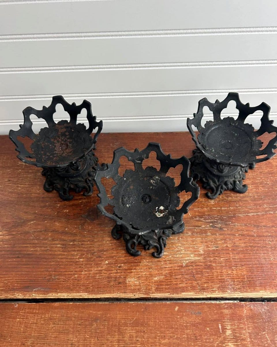 Intricate scrollwork gothic iron plant hanger