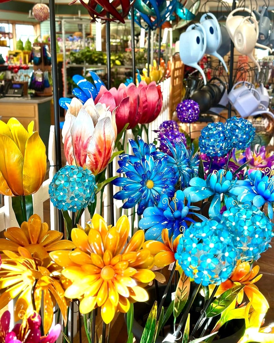 vibrant flowers on metal tray