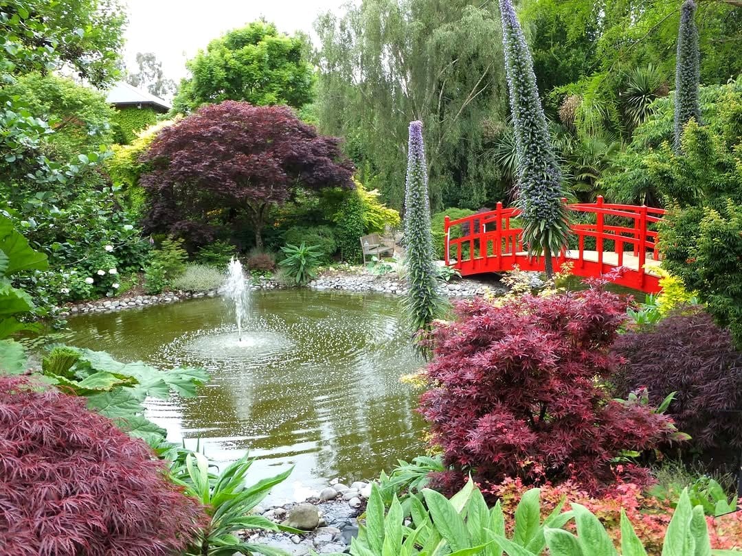 eclectic garden art in fountain