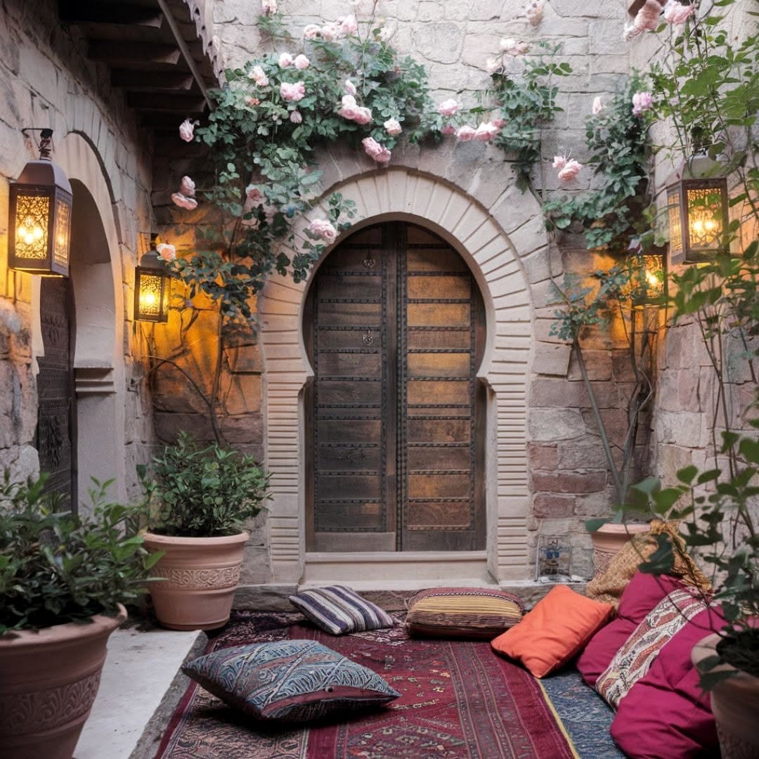 hanging wooden slats with trailing plants