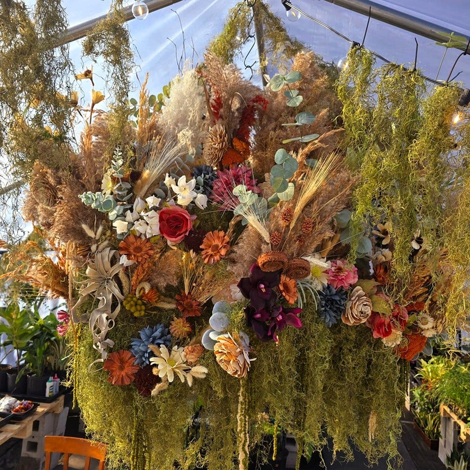 Exquisite botanical chandelier with hanging plants
