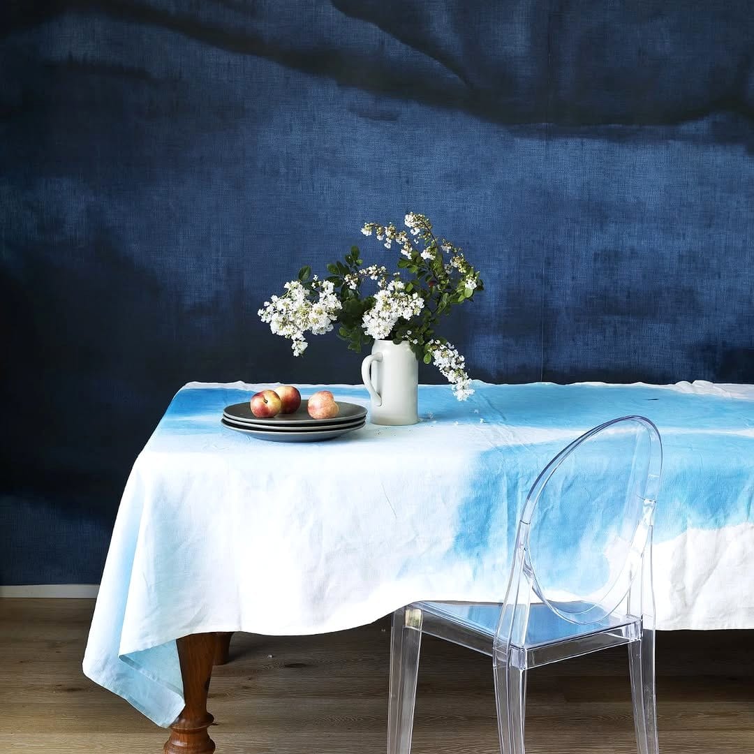 Large Shibori textile art on wall