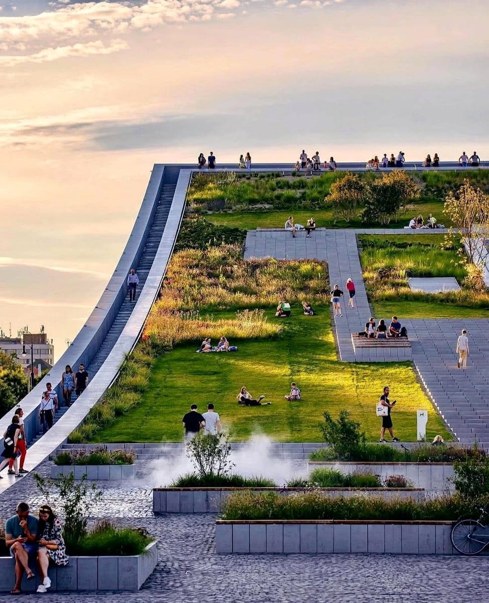 green roof with sculptural design