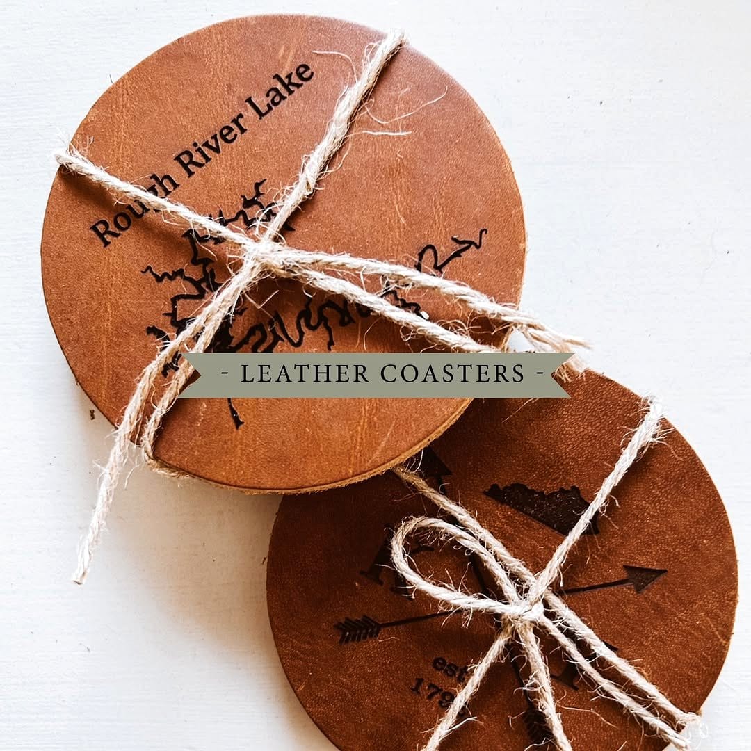 Leather coasters with metal studs for plant pots