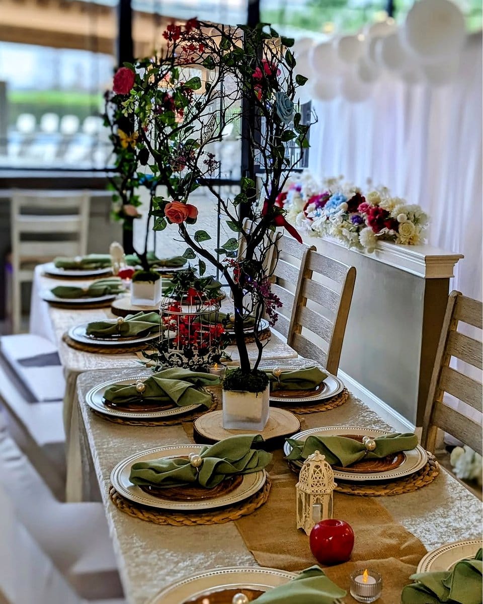 bright flowers in birdcage