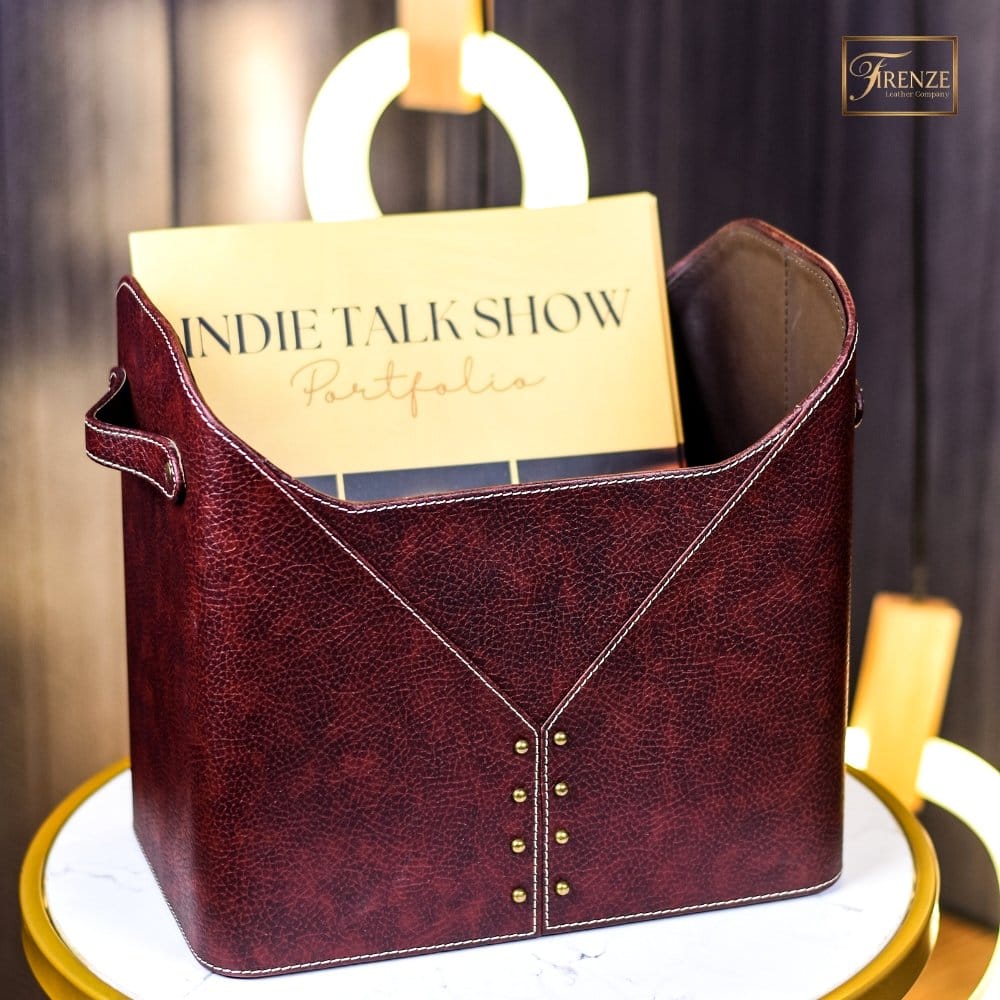 leather magazine holder