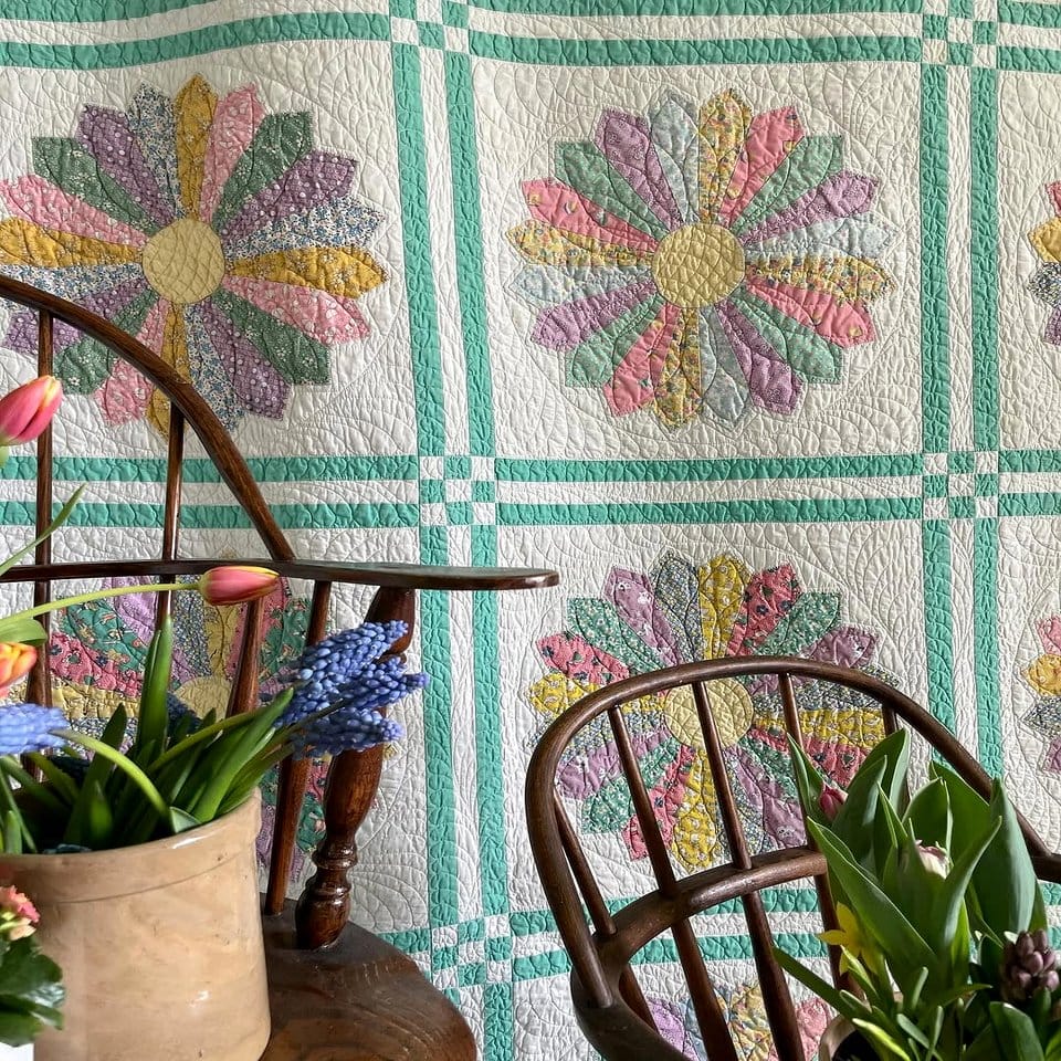 Plaid quilted plant pot cover with tartan patterns