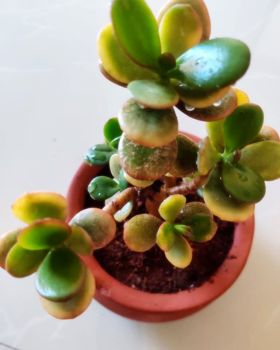 jade plant with burro's tail