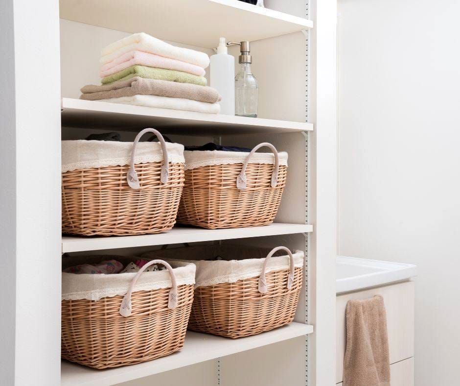 woven basket in closet