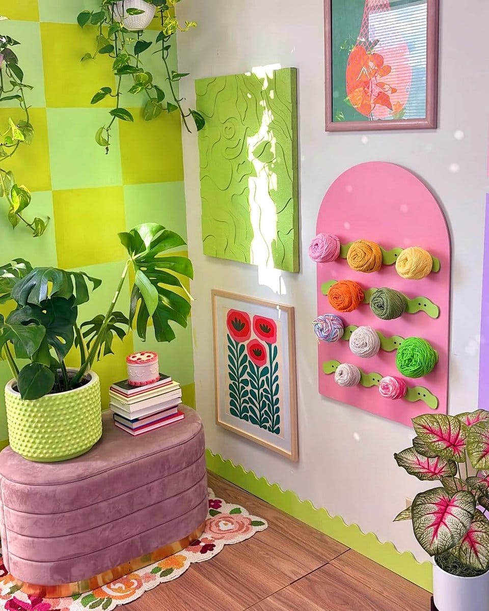 pegboard with hanging planters