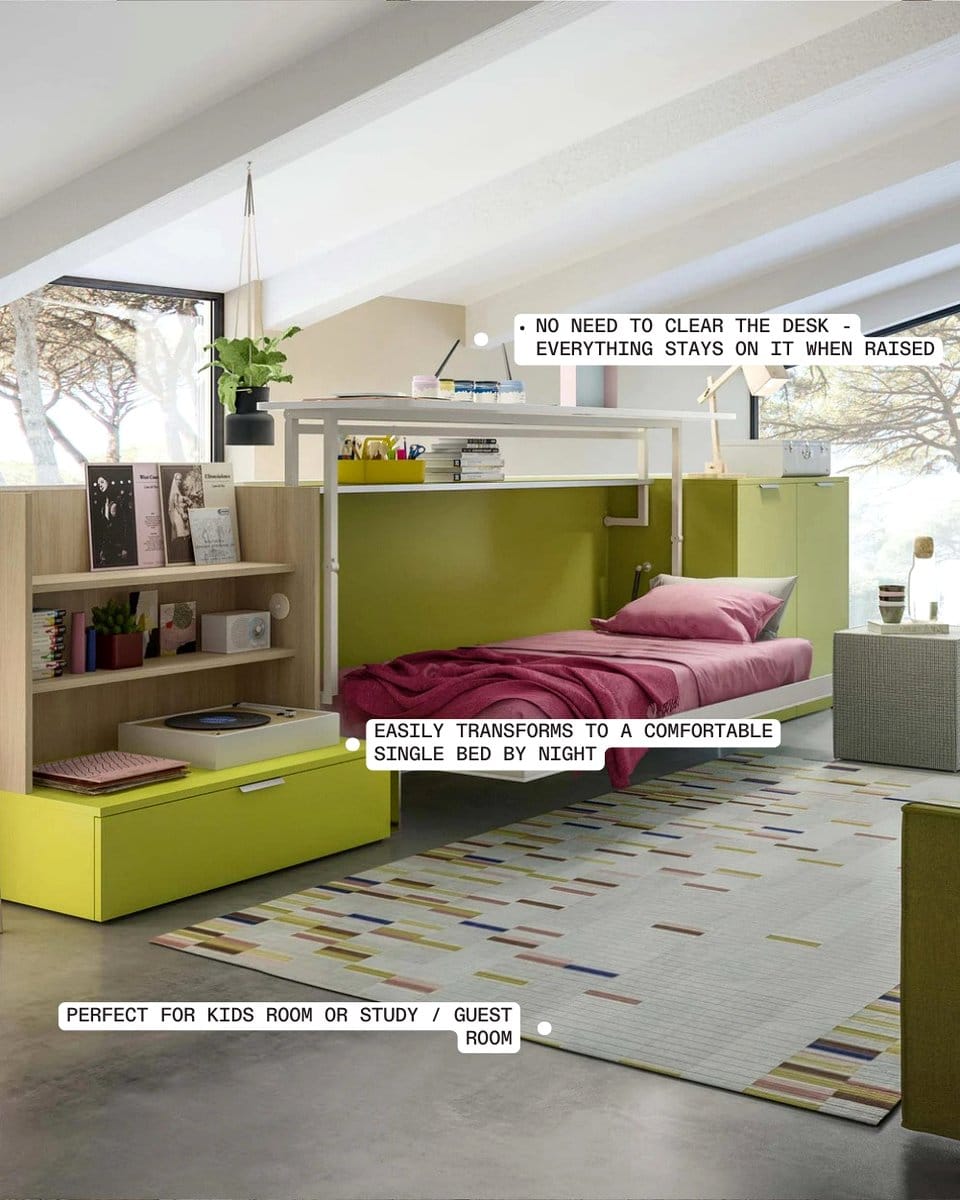 wall bed with integrated desk