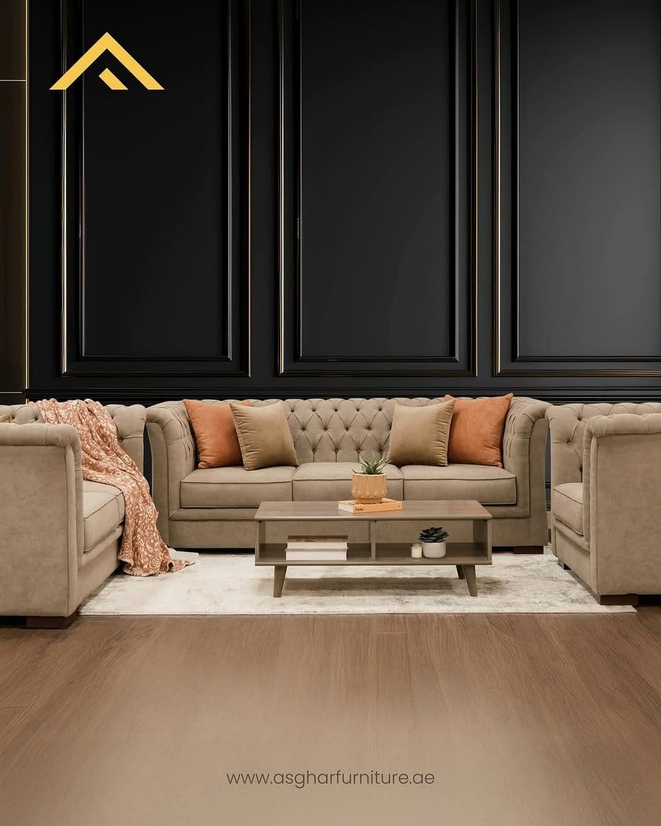 Contemporary minimalist sofa in a living room