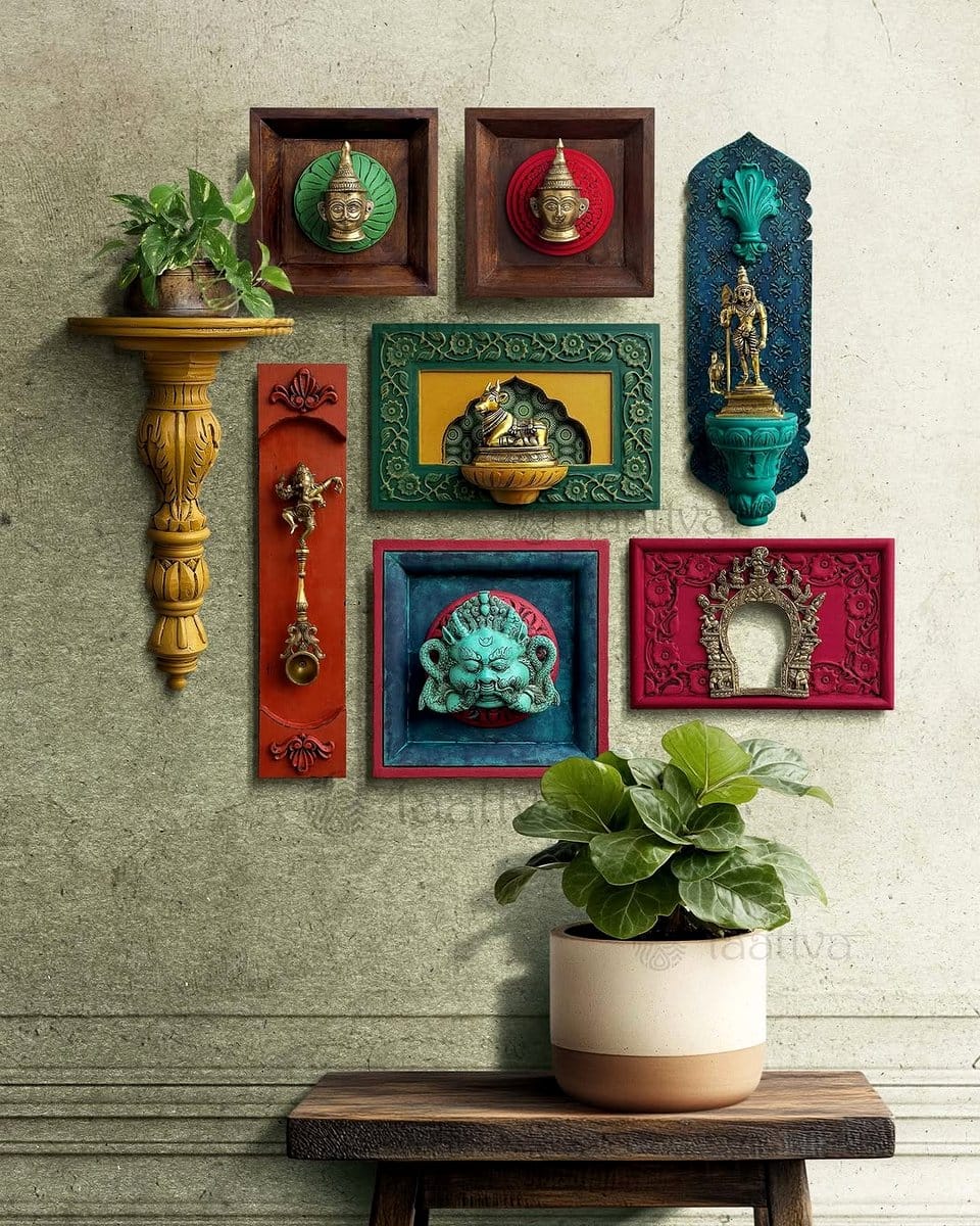 gallery wall with plant shadows