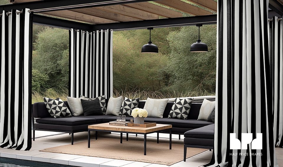 pergola with privacy drapes
