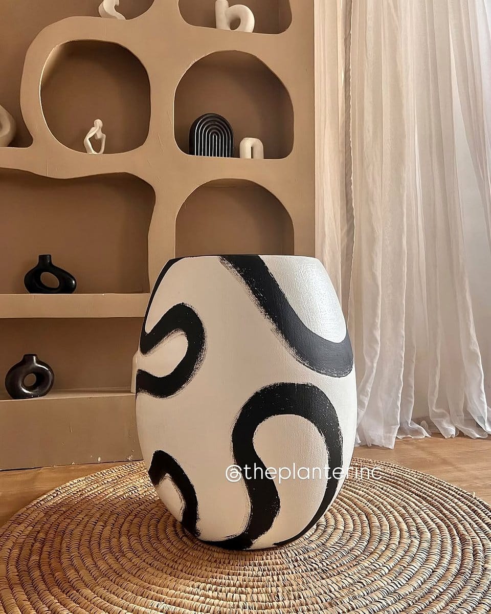 patterned pot with abstract designs