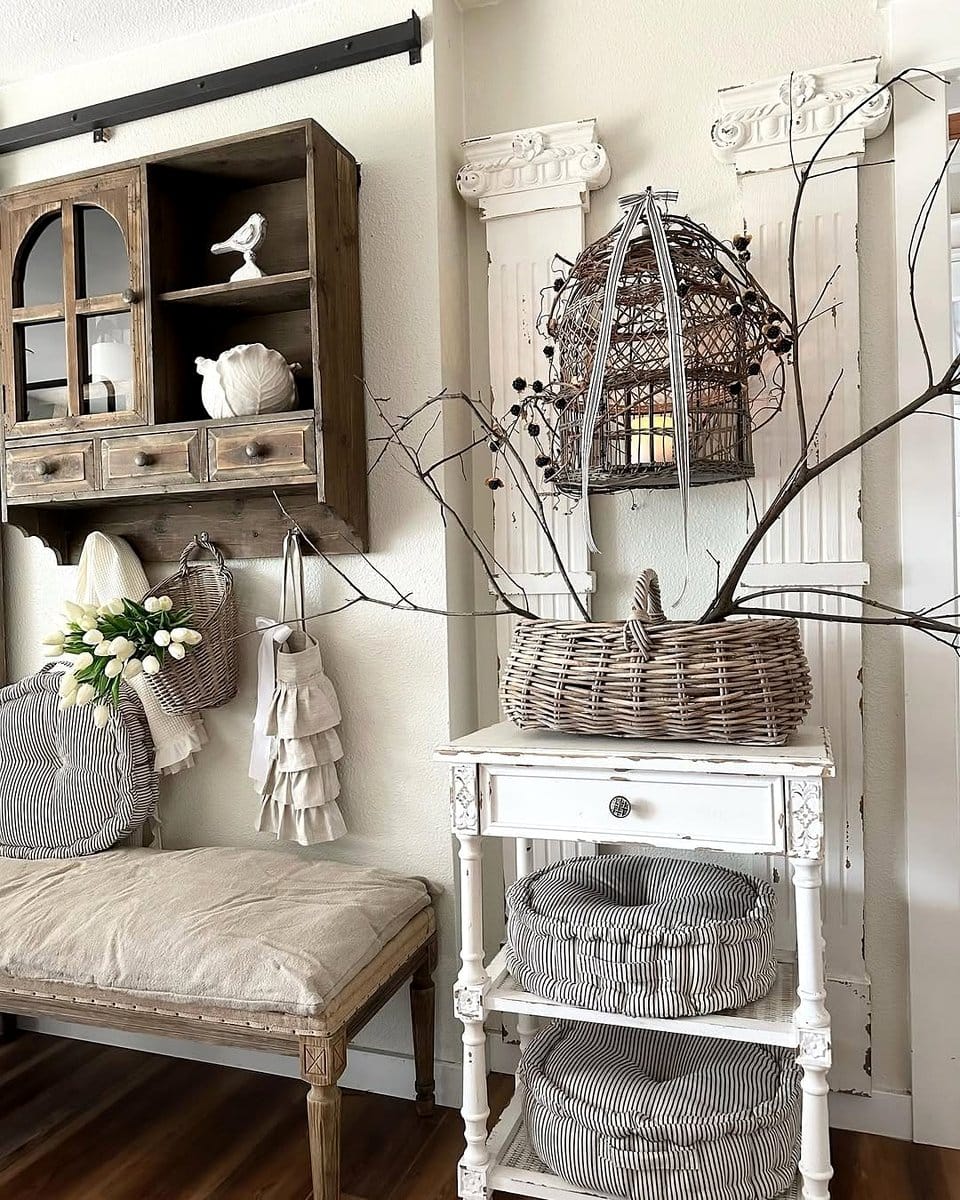 rustic metal birdcage on table