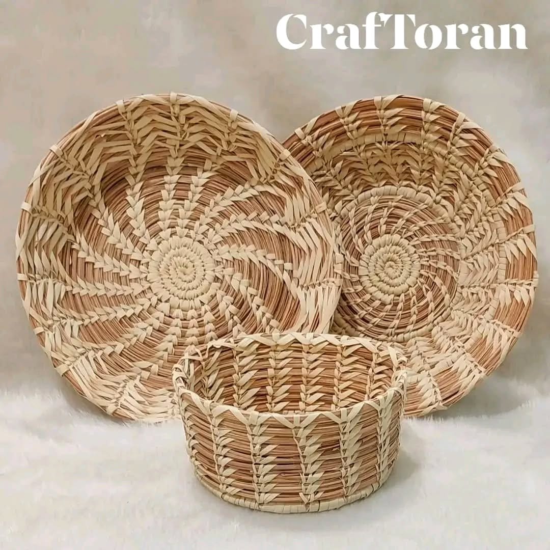 intricate handwoven wire baskets
