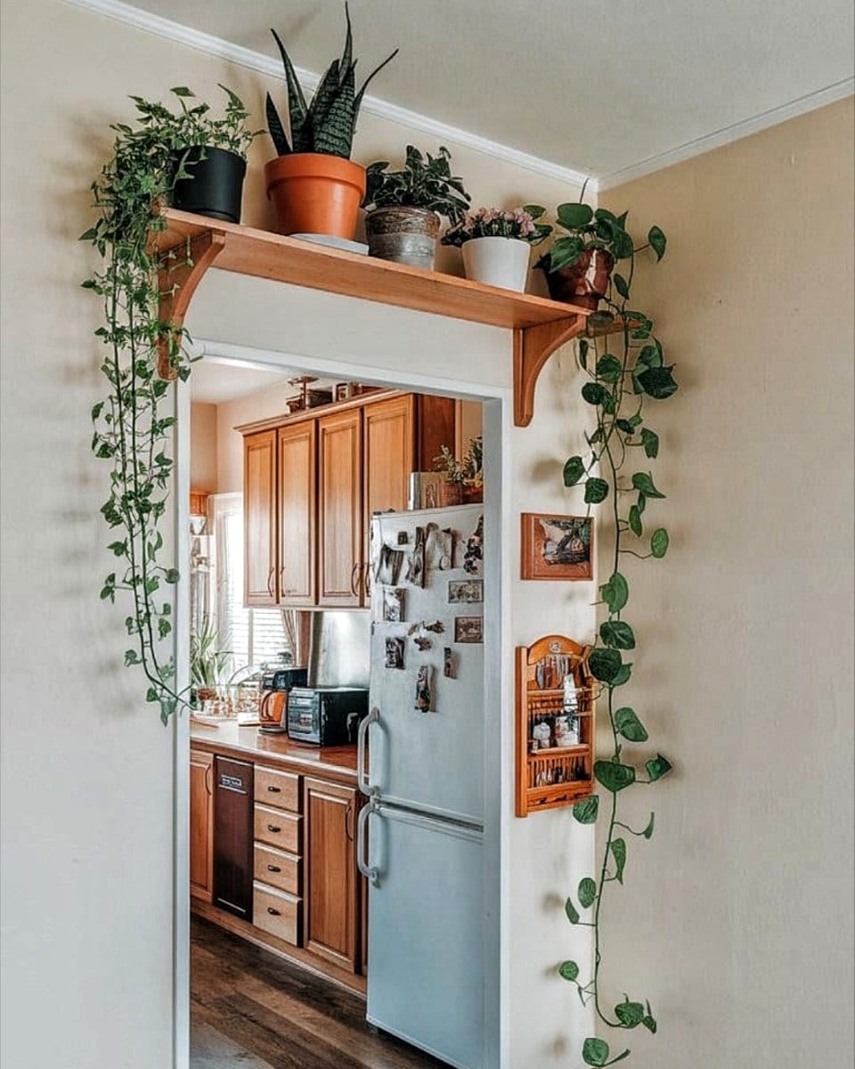 pothos hanging in kitchen