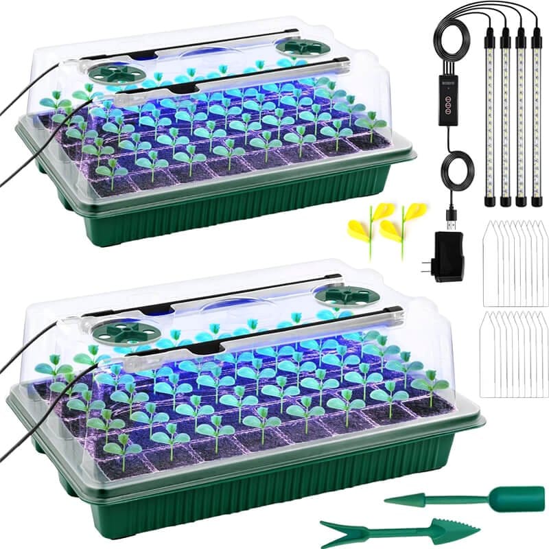 seed starter kit with seedlings