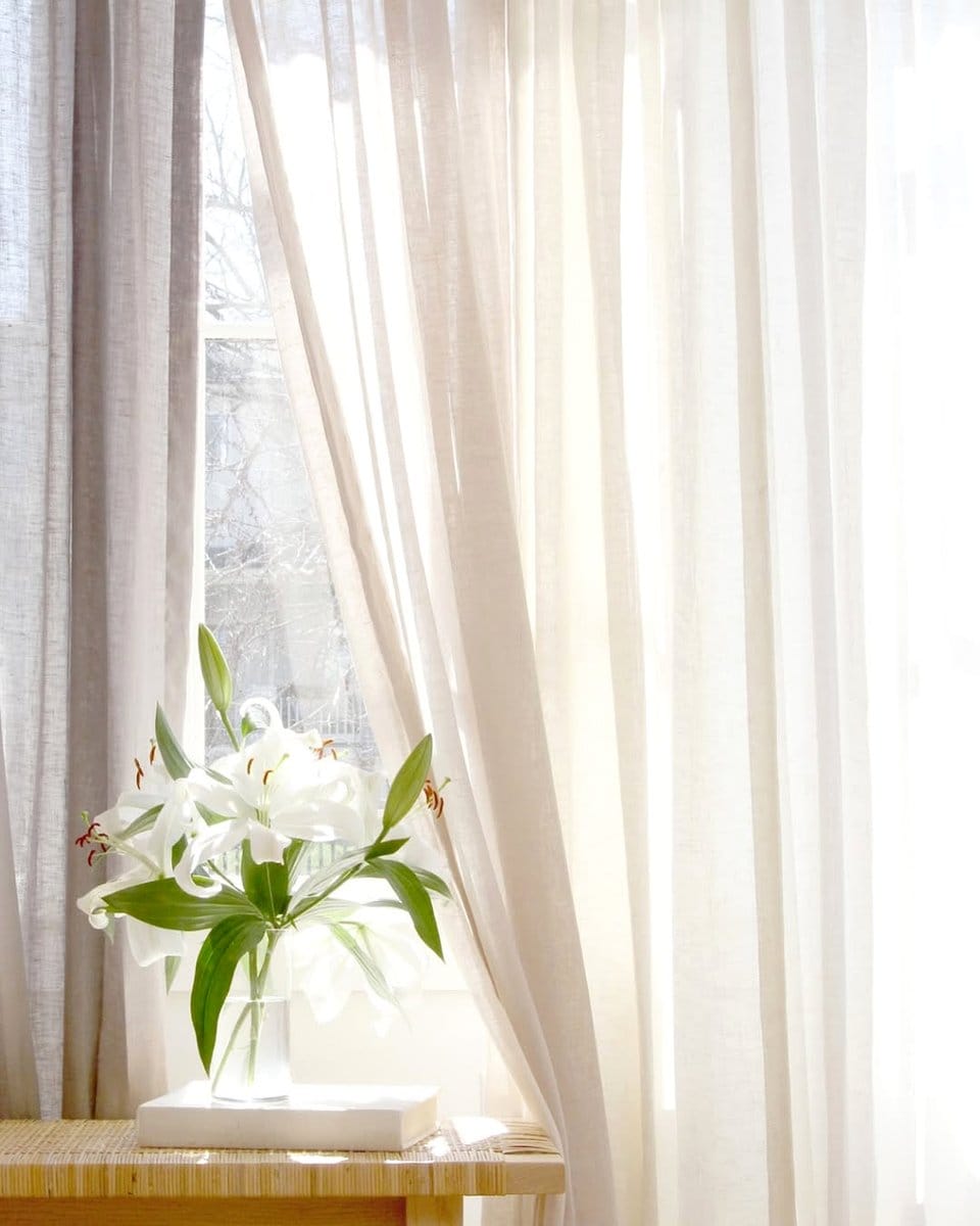 sheer curtains filtering sunlight