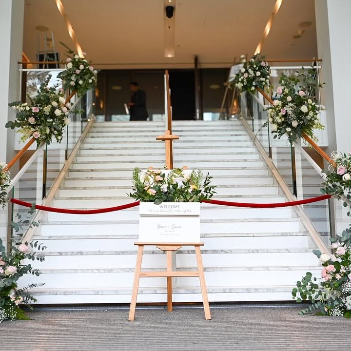 preserved plant arrangement on staircase
