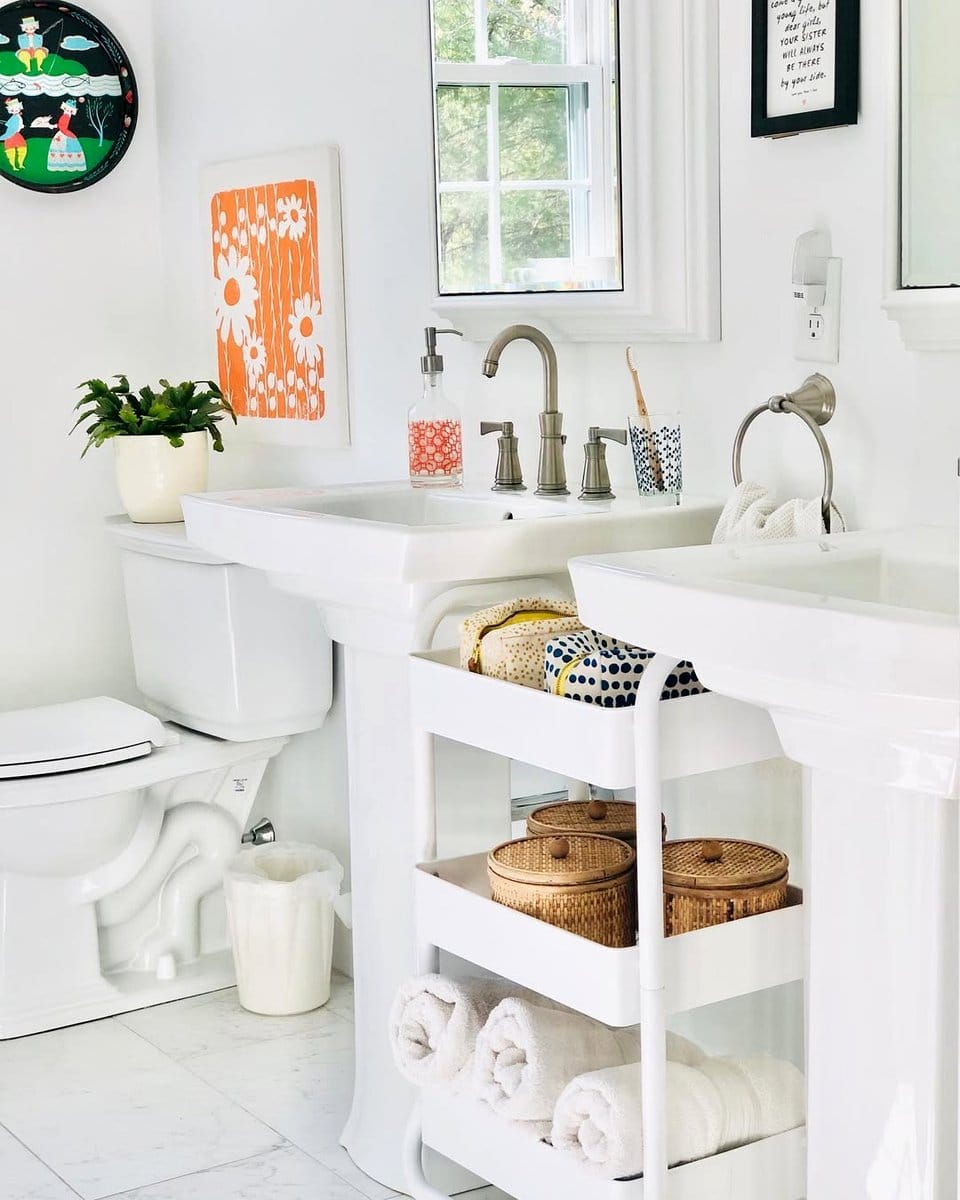 enamel sink with wildflowers